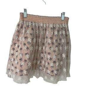 Scotch R'Belle Girls Cream & Palm Tree Skirt-Embroidered Lace Overlay SZ 10